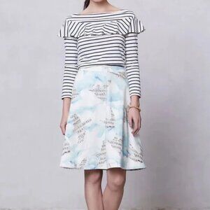 Anthropologie Maeve Sheet Music Songbird Circle Skirt